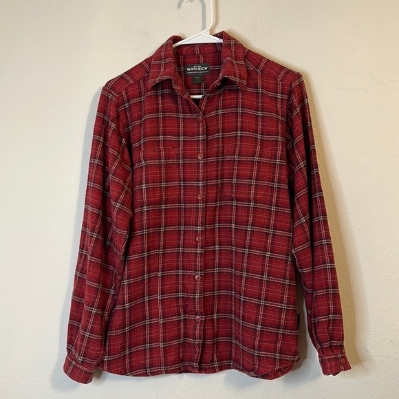 Woolrich Red Plaid Flannel Button Down Top size S - Picture 1 of 3